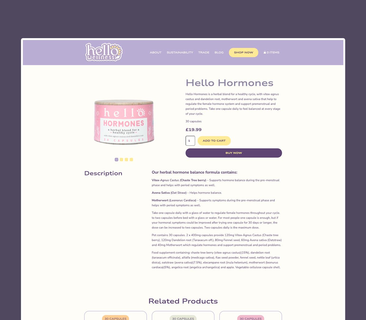 Product Page for Hello Wellness