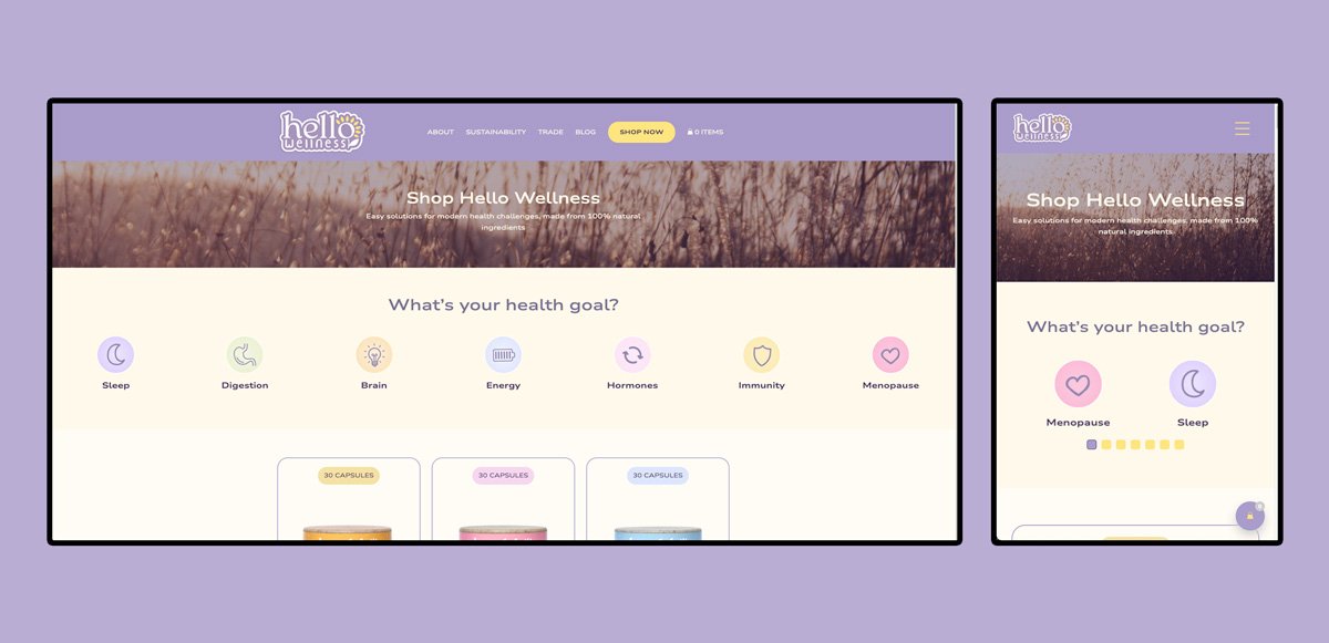 Website UI for Hello Wellness