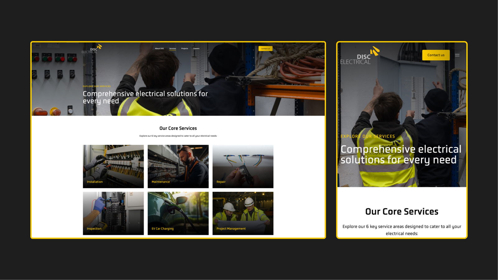 Website UI for DISC Electrical